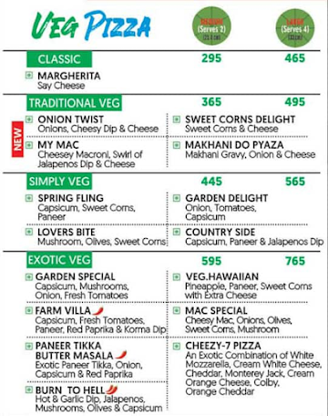 La Pino'z Pizza menu 