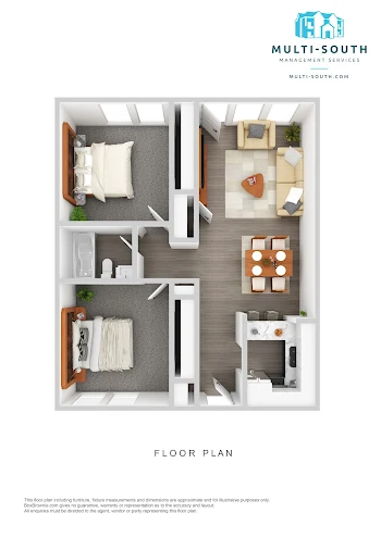 Go to Two Bed, One Bath Floorplan page.