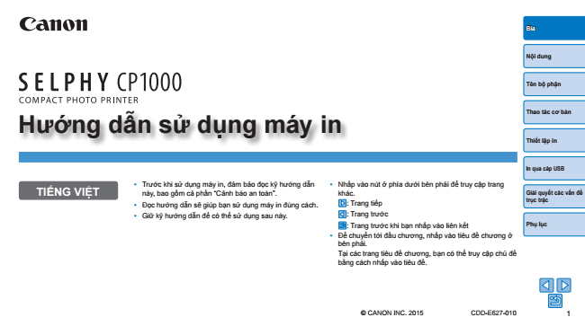 Hướng dẫn sử dụng máy in ảnh Canon Selphy CP1000 bằng tiếng việt