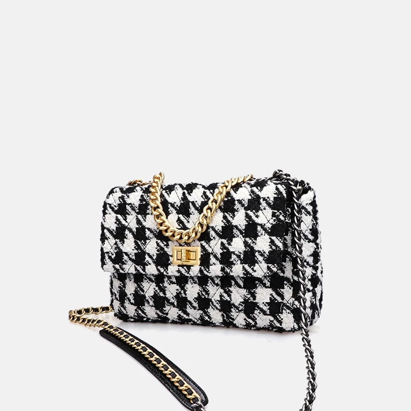 Herfst en Winter wollen stoffen ketting crossbodytas, Western stijl, veelzijdig te combineren, perfect voor elke outfit, stijlvol en handig