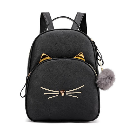 Title 5, Cartoon Cat Cute Casual Womens Leather Backpac...