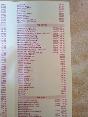 Hotel Shivanjali menu 