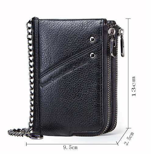 Title 1, Multifunctional Double Zipper Top Layer Cowhide...
