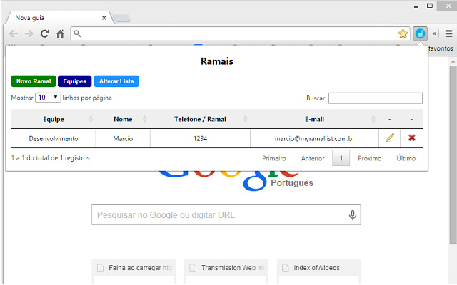 My Ramal List chrome extension