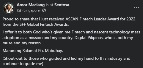 Photo for the Article - Digital Pilipinas’ Amor Maclang Bags First-Ever ASEAN Fintech Leader Award