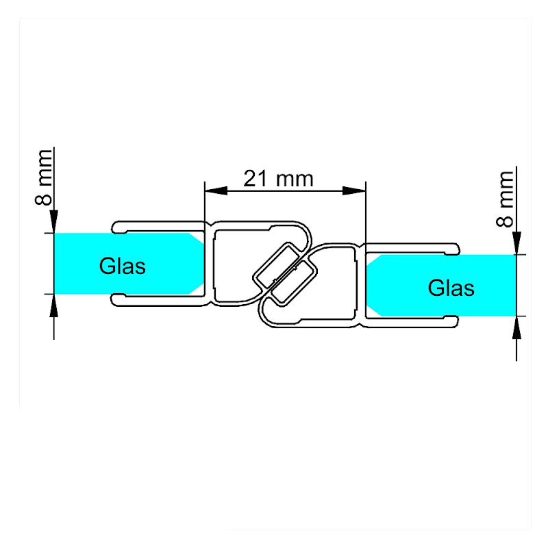 Lot de 2 joints d'étanchéité magnétiques à 45° pour porte de douche (verre  8-10 mm)