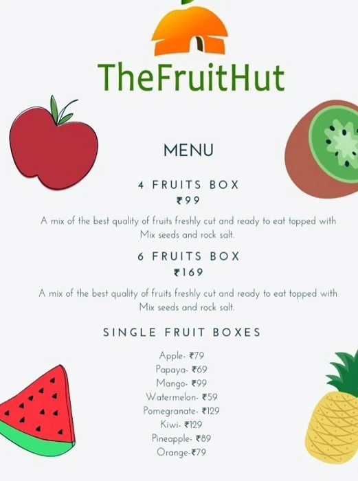 The Fruit Hut menu 