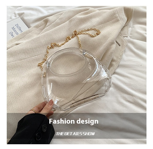 Title 7, Small Acrylic Gold Handbag with Chain Shoulder ...