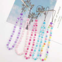 Étoile en plastique à cinq branches DIY, pendentif de téléphone portable fait main avec perles, parfait pour loisirs créatifs et personnalisation.