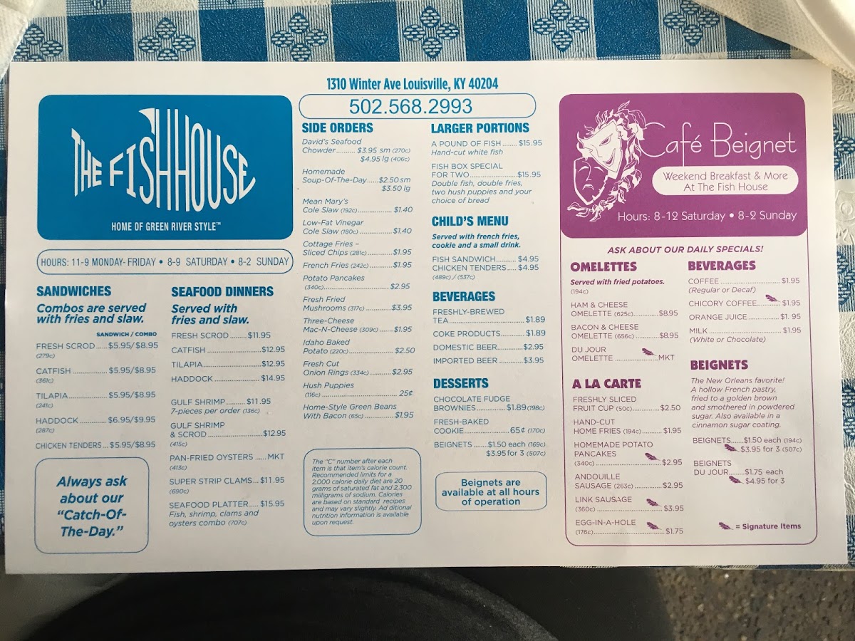 The Fish House gluten-free menu