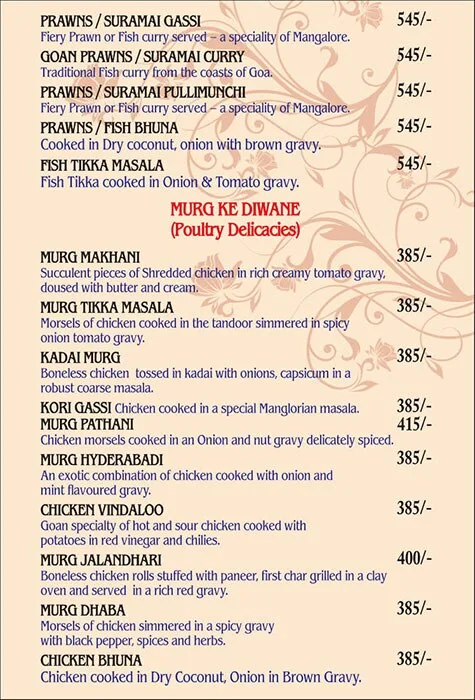 Sai Palace menu 