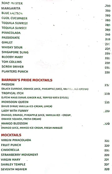 Vatika Garden Resto Bar menu 