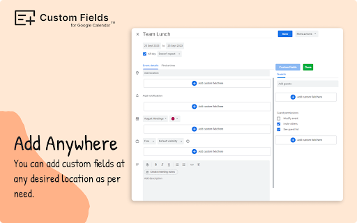 Custom Fields for Google Calendar™