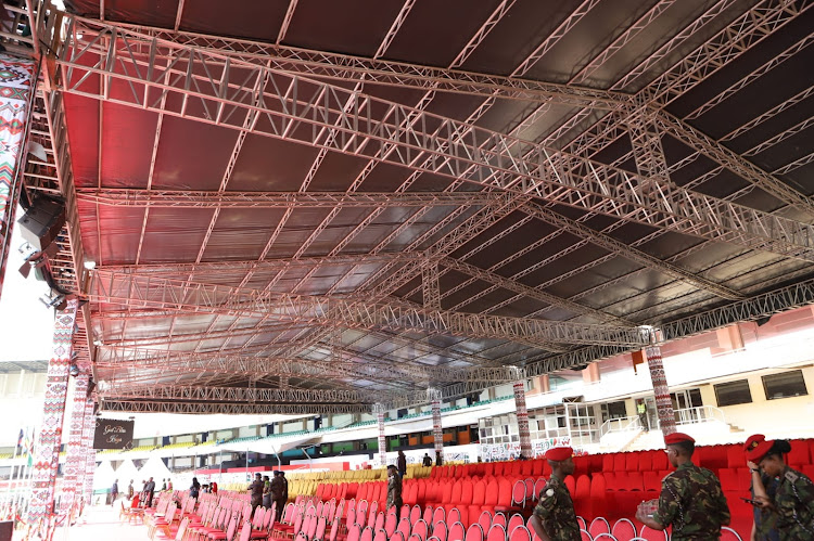 Kenya Defence Forces during their final preparations of swearing-in of President-elect William Ruto at Kasarani Stadium, Nairobi, on September 12, 2022.