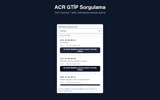 ACR GTİP Sorgulama screenshot 1