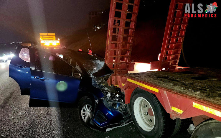 A car smashed into the rear of a truck on the N2 in Durban.