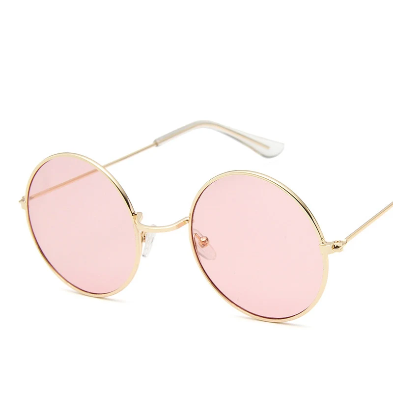 Lunettes De Soleil Retro Pour Femmes, Effet Miroir, Style Rond Rose, Styliste De Marque, Alliage Pour Femmes,