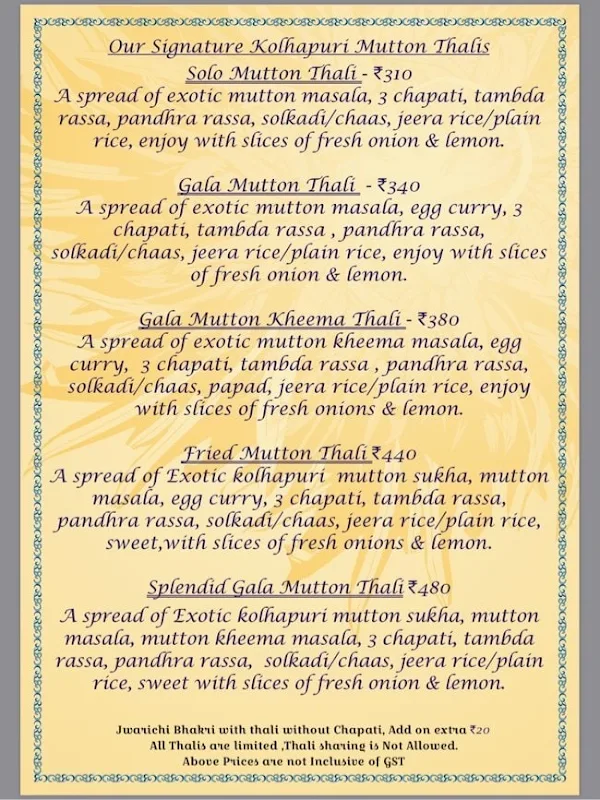 Suryawanshi menu 