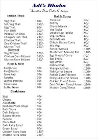 Adi's Dhaba menu 2