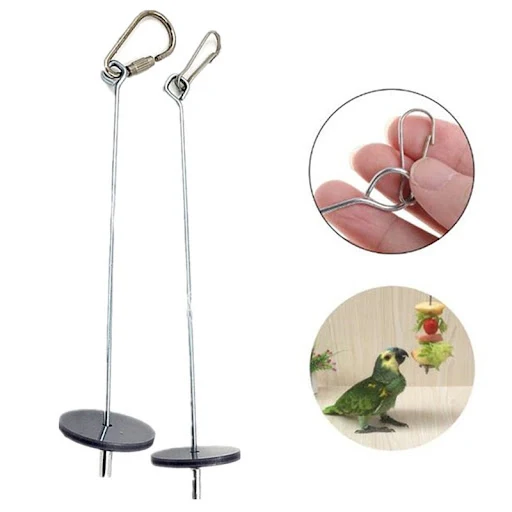 Pet Parrots Birds Feeder Food Holder Support Stainless Steel Spear Stick Fruit Anti-stick Skewers Bird Supplies Cage Acc