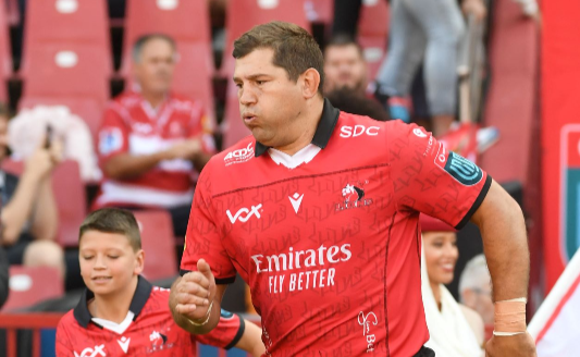 Willem Alberts runs out in his last home match for the Lions in the United Rugby Championship against Glasgow Warriors at Ellis Park last Saturday. Picture: LEE WARREN/GALLO IMAGES