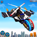 Cover Image of डाउनलोड फ्लाइंग पुलिस हेलीकॉप्टर बाइक ट्रांसफॉर्म रोबोट गेम 1.9 APK