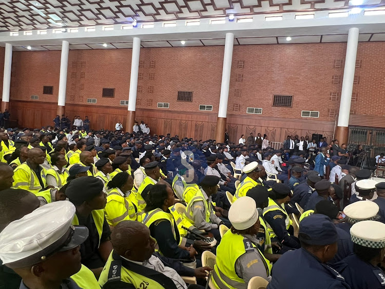 Nairobi inspectorate officers during a consultative meeting County Government officials and Hawkers leaders in the CBD, Nairobi on October 25, 2023.