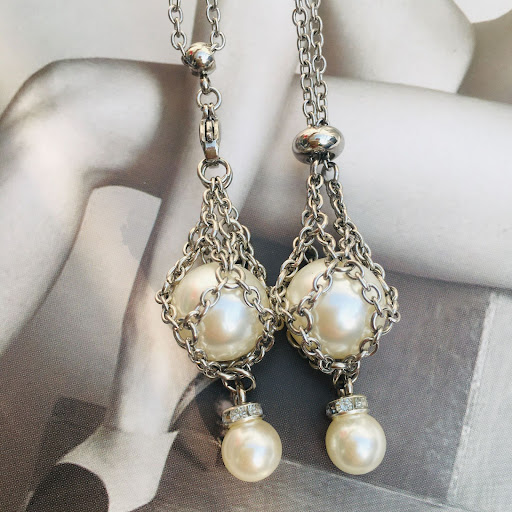 Title 4, DIY Detachable Pearl Net Bag Crystal Pendant Ne...