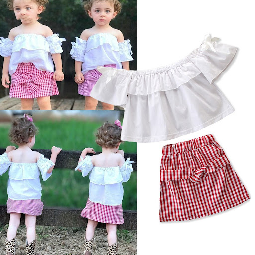 Title 7, Girls cute one shoulder skirt suit for stylish...