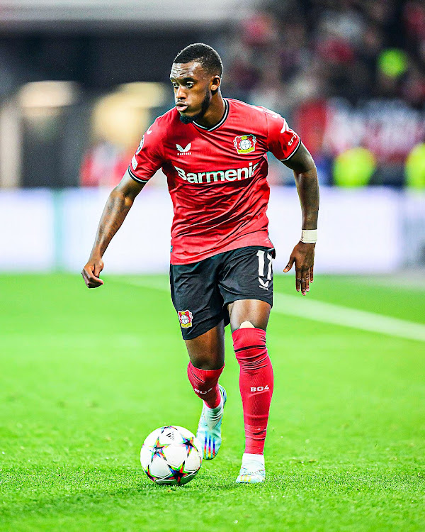 Chelsea winger Callum Hudson-Odoi in action for Bayer Leverkusen