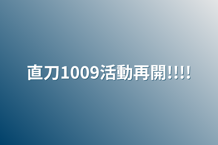 「直刀1009活動再開!!!!」のメインビジュアル