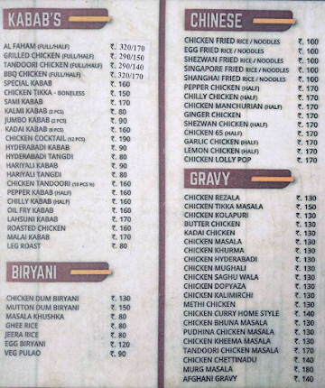 Mma Kababs Rolls And Biryani Center menu 