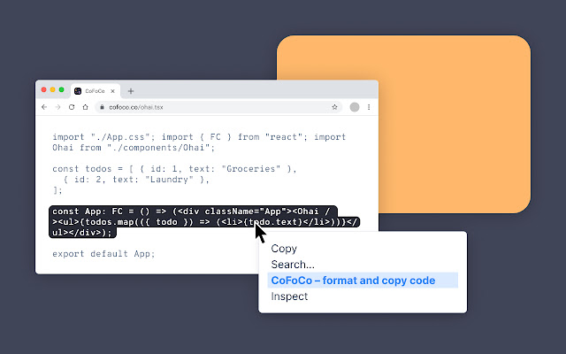 CoFoCo - Code Format and Copy chrome extension