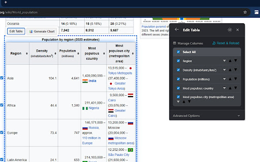 TableLens: Edit, Visualize & Export Web Tables screenshot 3