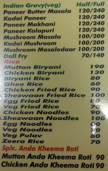 Charminar Kabab Paradise menu 