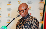 Sports minister Ziza Kodwa addresses a press conference at Tshedimosetso House in Pretoria on Tuesday.