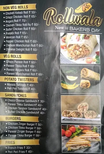 Bakers Day menu 