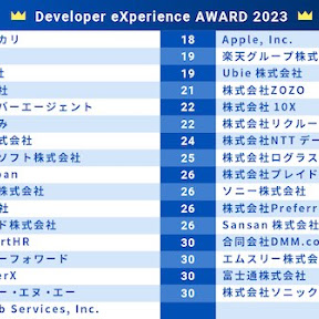 エンジニアが選ぶ「開発者体験が良い」イメージのある企業「Developer eXperience AWARD 2023」ランキング上位30を発表