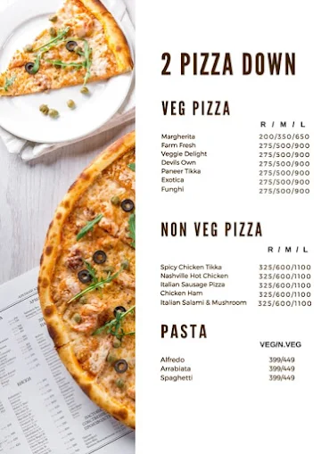 2 Pizza Down menu 