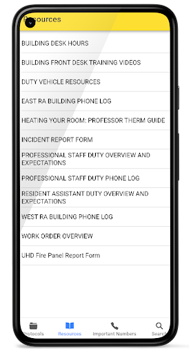 Screenshot UHD A-Z Response Protocols