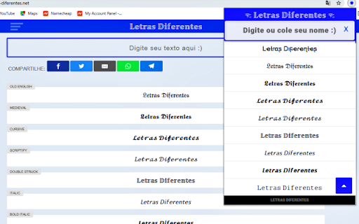 Letras Diferentes ➜ #𝟙 ⚡(☉̃ₒ☉)⭐ 𝓞𝓷𝓵𝓲𝓷𝓮