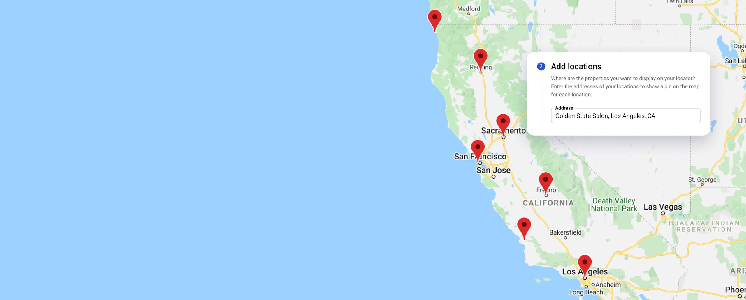 Mapa con marcadores de ubicación agregados