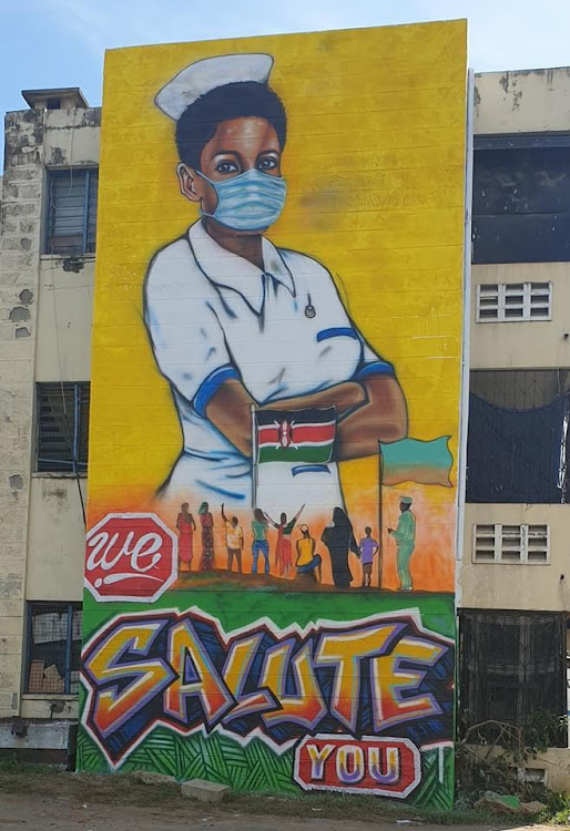 A street wall graffiti in honor of Kenyan medics.