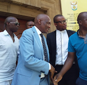 Former SABC chief operating officer Hlaudi Motsoeneng outside the High Court in Johannesburg