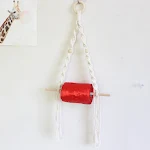 With wooden beads