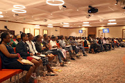 Young people from Soweto at an event celebrating human rights and Freedom Day at Kyalami Castle. 