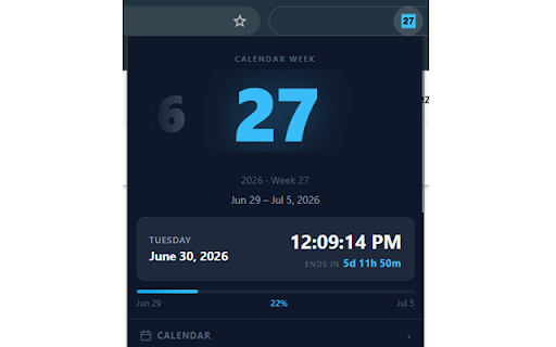 Week Number Dashboard screenshot 1