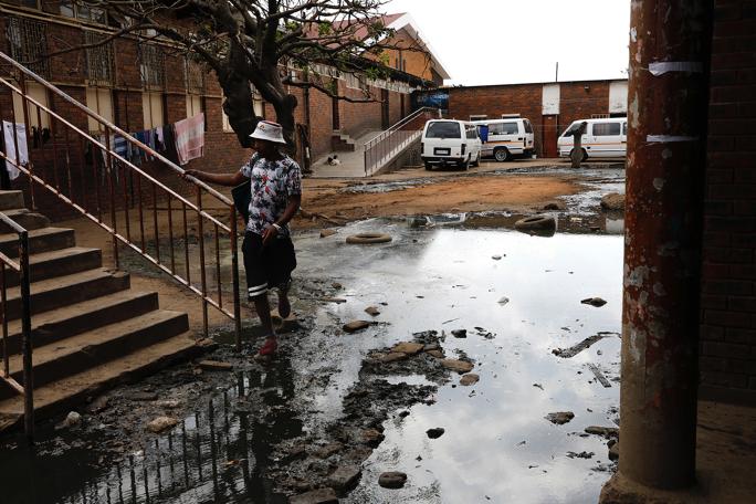 Members of the health services disinfected the Madala hostel in Alexandra, Johannesburg, as part of the government's efforts to control the Covid-19 pandemic.