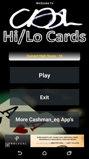 CAsh - High Low Playing Cards