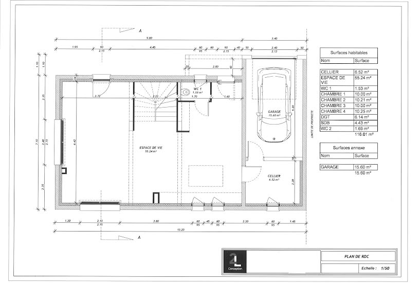  Vente Terrain + Maison - Terrain : 364m² - Maison : 115m² à Décines-Charpieu (69150) 